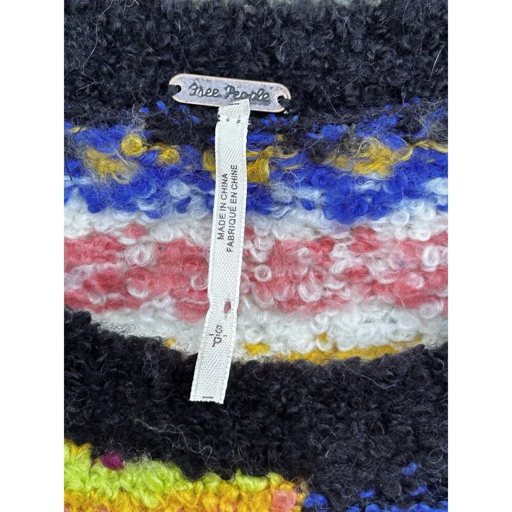 Free People Best Day Ever Alpaca Sweater Size Small Colorful Knit Long Sleeve